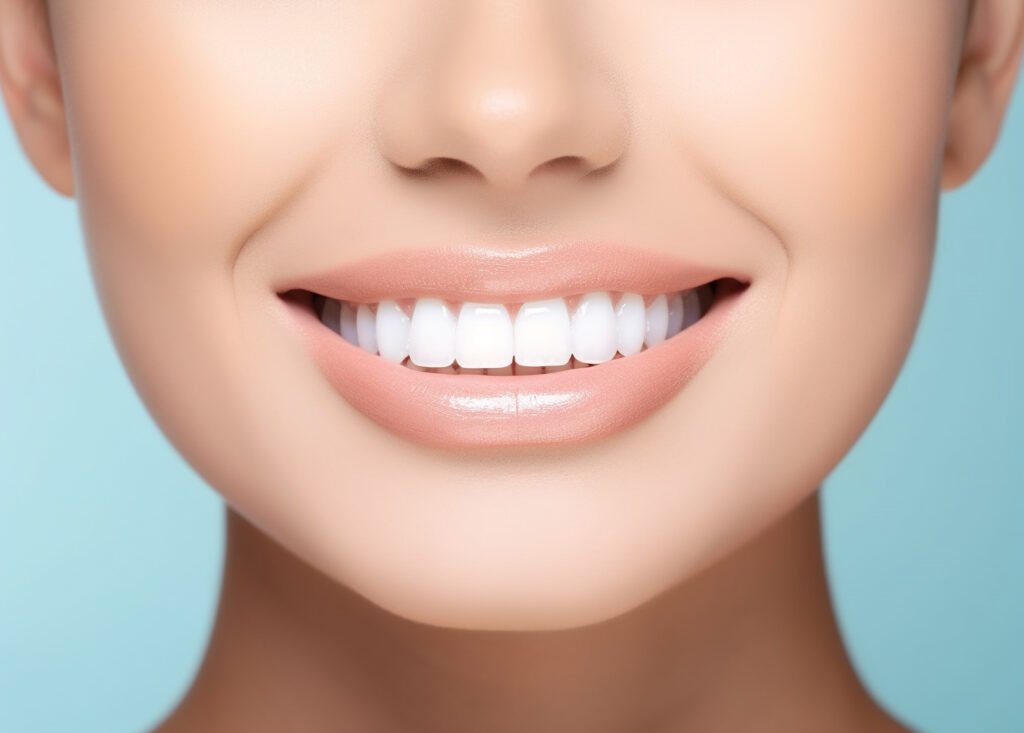 白く美しい歯を見せて笑う女性